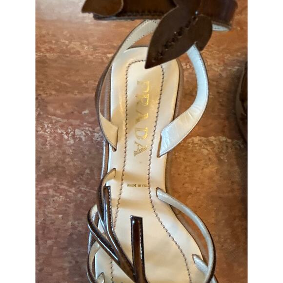 ❤️Host Pick Prada S/S ‘97 Runway Leather Wedge Floral Vine Leaf Appliqué 37 EUC - Picture 6 of 13